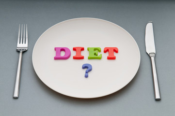 Plate with letters on the white background