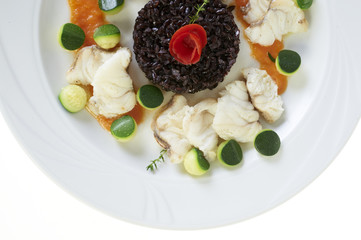 Plate of rice with fish