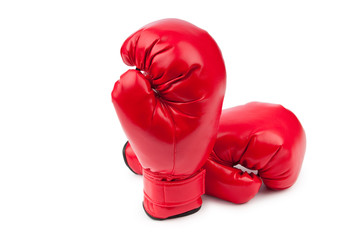 Red boxing gloves isolated on white