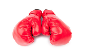 Red boxing gloves isolated on white