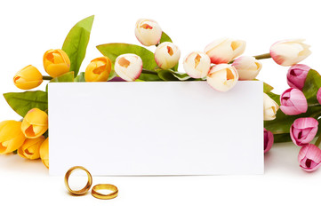 Wedding concept with roses and rings