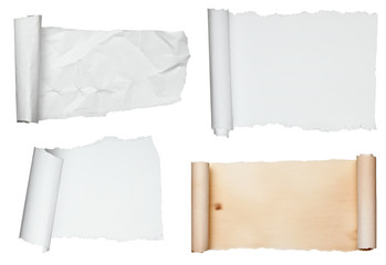 white crumpled curled scroll note paper