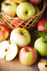 Apples on wooden table