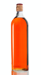 Full whiskey bottle isolated on white background