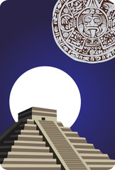 Antique Mayan Pyramid and Calendar