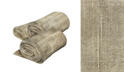 Flax canvas - natural fabrics, flaxen textile and linen roll