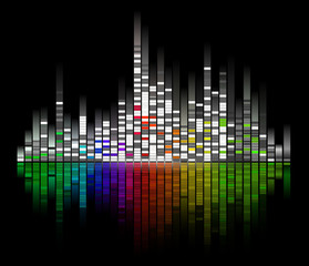 color digital sound equalize isolated on black background
