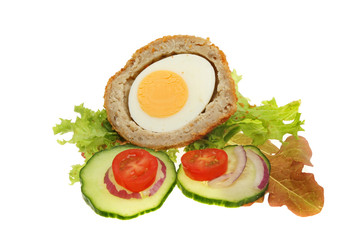 Scotch egg and salad garnish