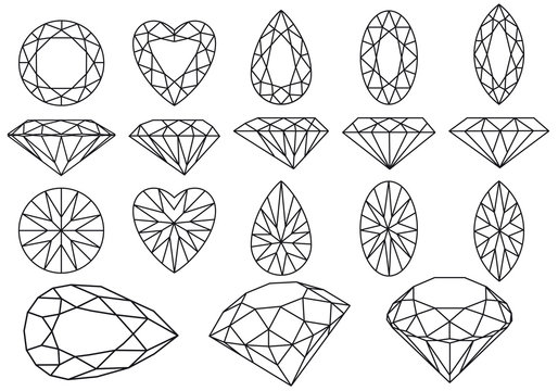 set of diamonds and gemstones, vector