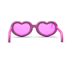 View through the pink heart shaped glasses 3d