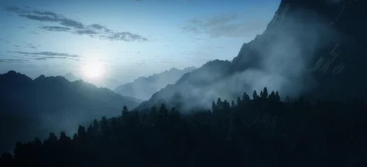 Rolgordijnen vroege ochtend berg © magann