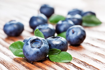 Blueberries with leaves