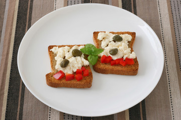 Toasts with cottage cheese