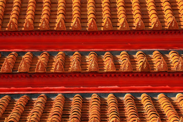Temple Rooftop Tiles, Bangkok, Thailand