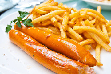 Grilled sausage served