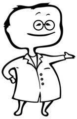 Young smiling scientist in cartoon type isolated