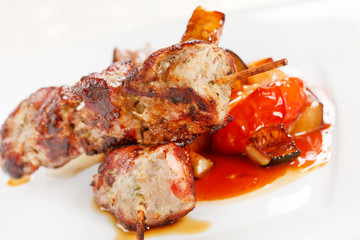 meat kebab with vegetables