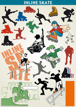 in-line skating vector elements