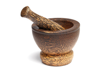 Wooden mortar with pestle