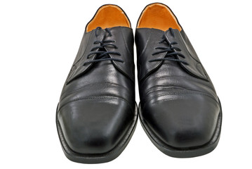 pair of man's black shoes