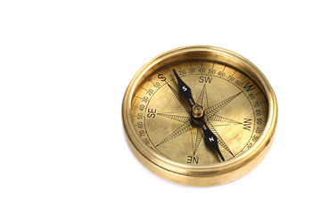 Directional compass on white