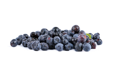 Fistful of blueberry , isolated on white background
