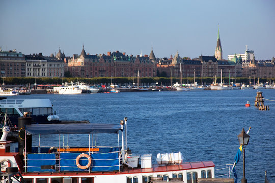 Stockholm, Sweden in Europe. Ship and architecture