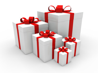 3d red gift box christmas