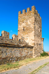 walls of Genoese fortress in Sudak, Crimea, Ukraine