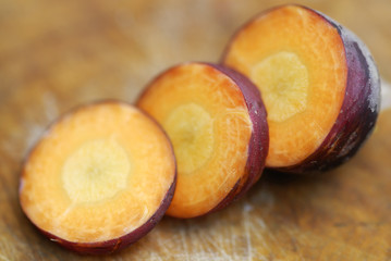 Sliced  Red Dragon (Daucus carota) carrot