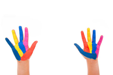 Hand Painted Child. Isolated on white background