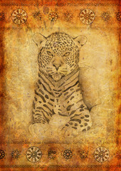 Naklejka na ściany i meble Vintage leopard