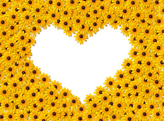 Heart - yellow flowers - obrazy, fototapety, plakaty