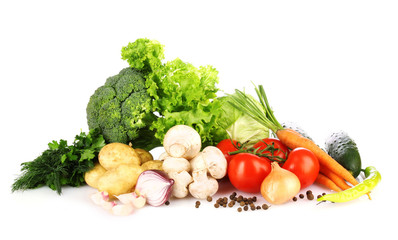 A set of fresh vegetables isolated on white