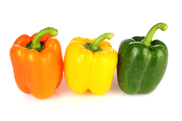 Obraz na płótnie Canvas Three bell peppers isolated on white