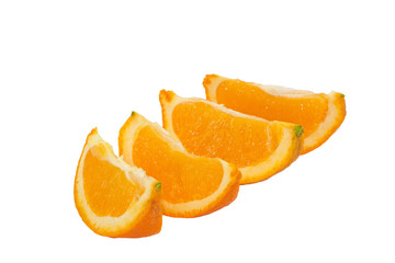 Fototapeta na wymiar Fresh Navel Orange Slices Isolated on White
