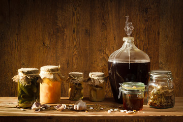 Homemade products in old basement