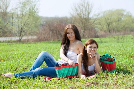 women relaxing in   park