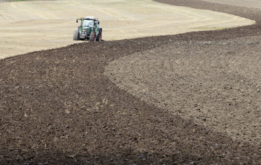 Plowing a field