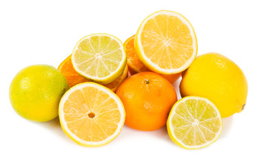 Fototapeta na wymiar Lemon, lime and orange citrus fruit slices