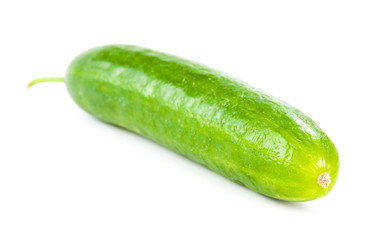 Healthy food. The green cucumber isolated on white background