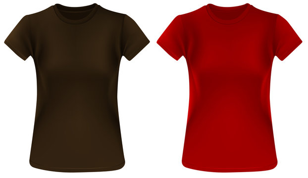 Woman T-shirts, Brown And Red, Design Template.