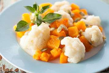 Roasted pumpkin salad with cauliflower