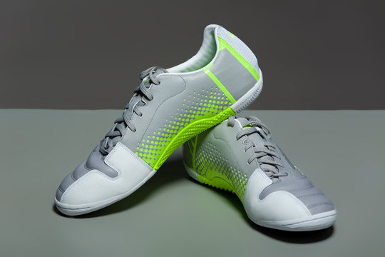 Sport shoes on gray background.
