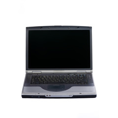 Gray laptop isolated on white.