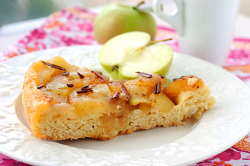 Apple pie with caramel and cinnamon