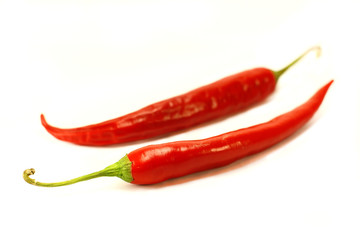 red chili peppers isolated on white background