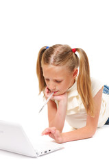 Little girl with laptop