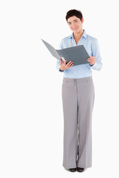 Woman Holding A Binder