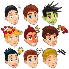 Foto auf Alu-Dibond Various expression of boys. Vector isolated characters © ddraw